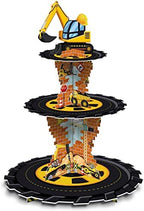 Construction Birthday Cupcake Stand Holder Party Decoration, 3 Tier