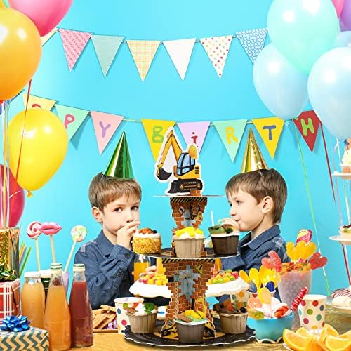 Construction Birthday Cupcake Stand Holder Party Decoration, 3 Tier, alternate view 2
