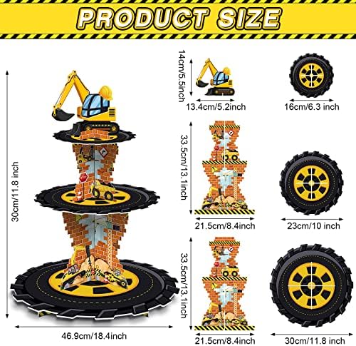 Construction Birthday Cupcake Stand Holder Party Decoration, 3 Tier, alternate view 3