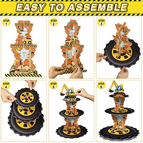 Construction Birthday Cupcake Stand Holder Party Decoration, 3 Tier, alternate view 5