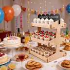 Cookie Display Stand, 3 Tier Wooden Stand for Cupcake, Pastries, Snacks in Nature Wood, alternate view 2