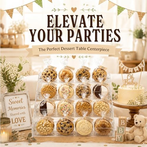 Cookie Display Stand, 4-Tier Acrylic Cookie Display for Vendors & Bakery, Clear Cookie Stand for Party, alternate view 6