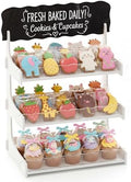 Cookie Display Stand for Bakers & Vendors with Acrylic Front | Wooden Dessert Stand with Chalkboard Sign for