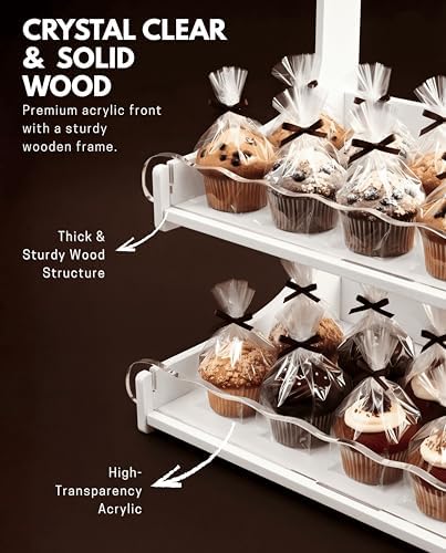 Cookie Display Stand for Bakers & Vendors with Acrylic Front | Wooden Dessert Stand with Chalkboard Sign for, alternate view