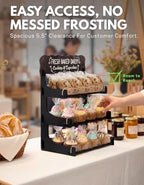 Cookie Display Stand for Bakers & Vendors with Acrylic Front | Wooden Dessert Stand with Chalkboard Sign for, alternate view