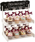 Cookie Display Stand for Bakers & Vendors with Acrylic Front | Wooden Dessert Stand with Chalkboard Sign for
