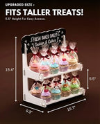 Cookie Display Stand for Bakers & Vendors with Acrylic Front | Wooden Dessert Stand with Chalkboard Sign for, alternate view