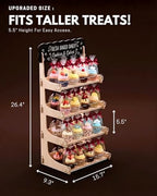 Cookie Display Stand for Bakers & Vendors with Acrylic Front | Wooden Dessert Stand with Chalkboard Sign for, alternate view