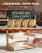 Cookie Display Stand for Bakers & Vendors with Acrylic Front | Wooden Dessert Stand with Chalkboard Sign for, alternate view