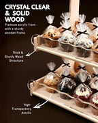 Cookie Display Stand for Bakers & Vendors with Acrylic Front | Wooden Dessert Stand with Chalkboard Sign for, alternate view