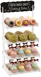 Cookie Display Stand for Bakers & Vendors with Acrylic Front | Wooden Dessert Stand with Chalkboard Sign for