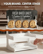 Cookie Display Stand for Bakers & Vendors with Acrylic Front | Wooden Dessert Stand with Chalkboard Sign for, alternate view