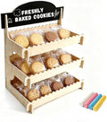 Cookie Display Stand for Vendors, Wooden Bakery Display Stand for Bakers, Tool-Free Stand with Chalkboard Sign