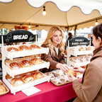 Cookie Display Stand for Vendors, Wooden Bakery Display Stand for Bakers, Tool-Free Stand with Chalkboard Sign, alternate