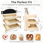 Cookie Display Stand for Vendors, Wooden Bakery Display Stand for Bakers, Tool-Free Stand with Chalkboard Sign, alternate