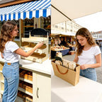 Cookie Display Stand for Vendors, Wooden Bakery Display Stand for Bakers, Tool-Free Stand with Chalkboard Sign, alternate