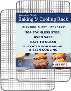 Cooling & Baking Rack Set - Sheet Pan - 10'' x 14.7" in 10.0" x 14.75" 2-Pack in Silver