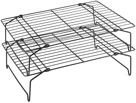 Cooling Rack Set of 2, 2-Tier 15" x 10" Stackable Rack, Black in Black