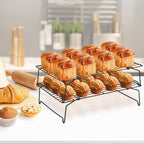 Cooling Rack Set of 2, 2-Tier 15" x 10" Stackable Rack, Black in Black, alternate view 2