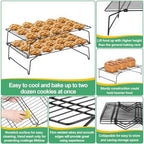 Cooling Rack Set of 2, 2-Tier 15" x 10" Stackable Rack, Black in Black, alternate view 4