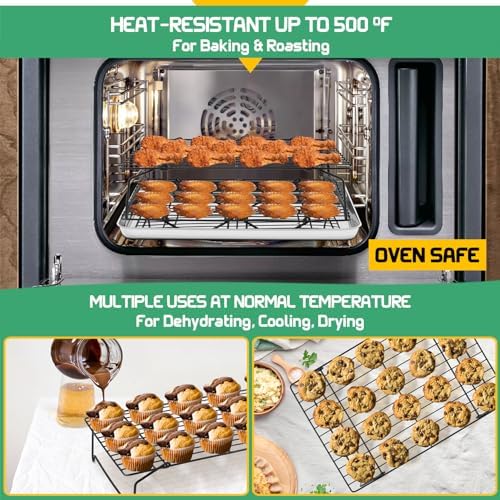 Cooling Rack Set of 2, 2-Tier 15" x 10" Stackable Rack, Black in Black, alternate view 5