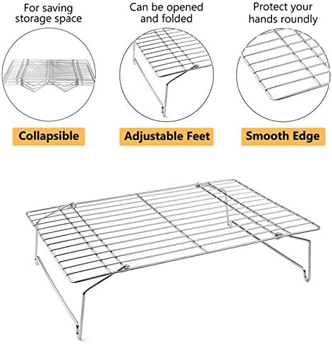 Cooling Rack Set of 2, 2-Tier 16.5" x 11.4" Stackable Rack, Silver in Silver, alternate view 3