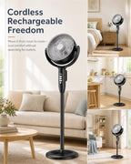 Cordless Rechargeable Pedestal Fan, 12000mAh Battery, Remote Control, alternate view 3