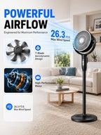 Cordless Rechargeable Pedestal Fan, 12000mAh Battery, Remote Control, alternate view 5