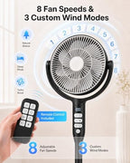 Cordless Rechargeable Pedestal Fan, 12000mAh Battery, Remote Control, alternate view 6