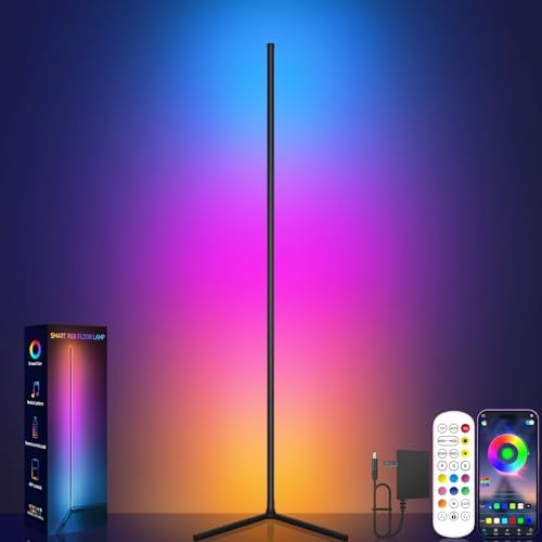 Corner Floor Lamp, RGB LED Corner Lamp with Music Sync, Smart App and Remote Control Color Changing Ambience