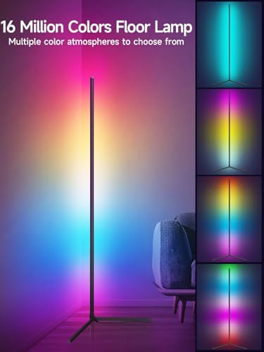 Corner Floor Lamp, RGB LED Corner Lamp with Music Sync, Smart App and Remote Control Color Changing Ambience, alternate view