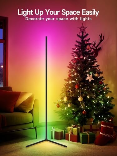 Corner Floor Lamp, RGB LED Corner Lamp with Music Sync, Smart App and Remote Control Color Changing Ambience, alternate view