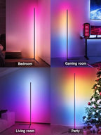 Corner Floor Lamp, RGB LED Corner Lamp with Music Sync, Smart App and Remote Control Color Changing Ambience, alternate view
