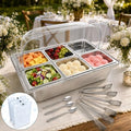 Countertop Food Display Container, 304 Stainless Steel, Roll Top Cover in Silver