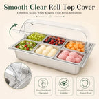 Countertop Food Display Container, 304 Stainless Steel, Roll Top Cover in Silver, alternate view 4