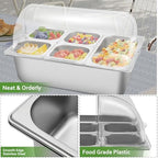 Countertop Food Display Container 5 Pans with 3 Ice Packs Cold Food Serving Tray Buffet Condiment Dispenser, alternate view 3
