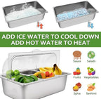 Countertop Food Display Container 5 Pans with 3 Ice Packs Cold Food Serving Tray Buffet Condiment Dispenser, alternate view 4