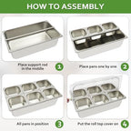 Countertop Food Display Container 5 Pans with 3 Ice Packs Cold Food Serving Tray Buffet Condiment Dispenser, alternate view 6