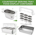 Countertop Food Display Container 9 Pans with 3 Ice Packs Cold Food Serving Tray Buffet Condiment Dispenser, alternate view 2