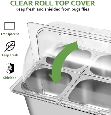 Countertop Food Display Container 9 Pans with 3 Ice Packs Cold Food Serving Tray Buffet Condiment Dispenser, alternate view 5
