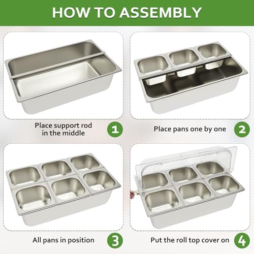 Countertop Food Display Container 9 Pans with 3 Ice Packs Cold Food Serving Tray Buffet Condiment Dispenser, alternate view 6