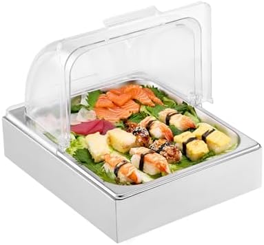 Countertop Food Serving Display Container, 1 x 1/2 Pan Stainless Steel Food Serving Tray, Buffet Condiment