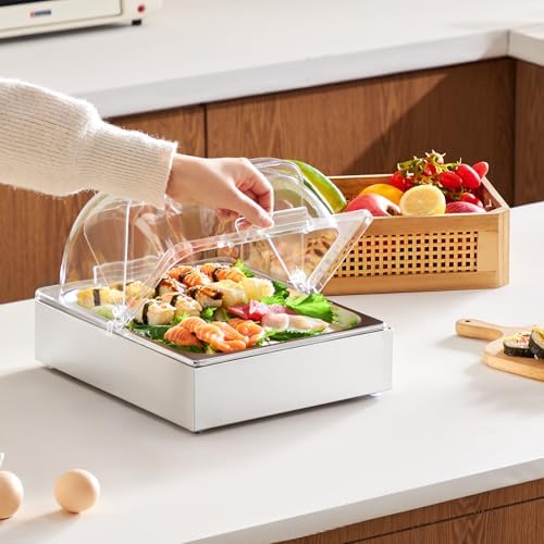 Countertop Food Serving Display Container, 1 x 1/2 Pan Stainless Steel Food Serving Tray, Buffet Condiment, alternate view 2