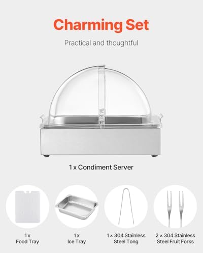 Countertop Food Serving Display Container, 1 x 1/2 Pan Stainless Steel Food Serving Tray, Buffet Condiment, alternate view 7