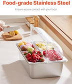Countertop Food Serving Display Container, 4 Pan Stainless Steel Food Serving Tray, Buffet Condiment Dispenser, alternate