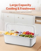 Countertop Food Serving Display Container, 4 Pan Stainless Steel Food Serving Tray, Buffet Condiment Dispenser, alternate