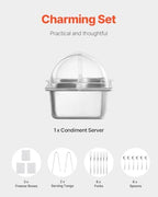 Countertop Food Serving Display Container, 4 Pan Stainless Steel Food Serving Tray, Buffet Condiment Dispenser, alternate
