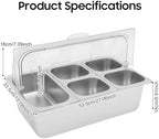 Countertop Food Serving Display Container, 5 Pan Stainless Steel Food Serving Container Ice Cooled Food Display, alternate