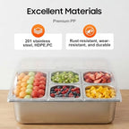 Countertop Food Serving Display Container, 5 Pan Stainless Steel Food Serving Container Ice Cooled Food Display, alternate