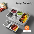 Countertop Food Serving Display Container, 5 Pan Stainless Steel Food Serving Container Ice Cooled Food Display, alternate